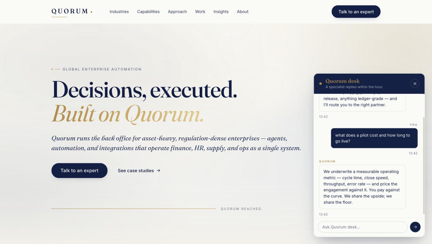 QuorumX chat desk
